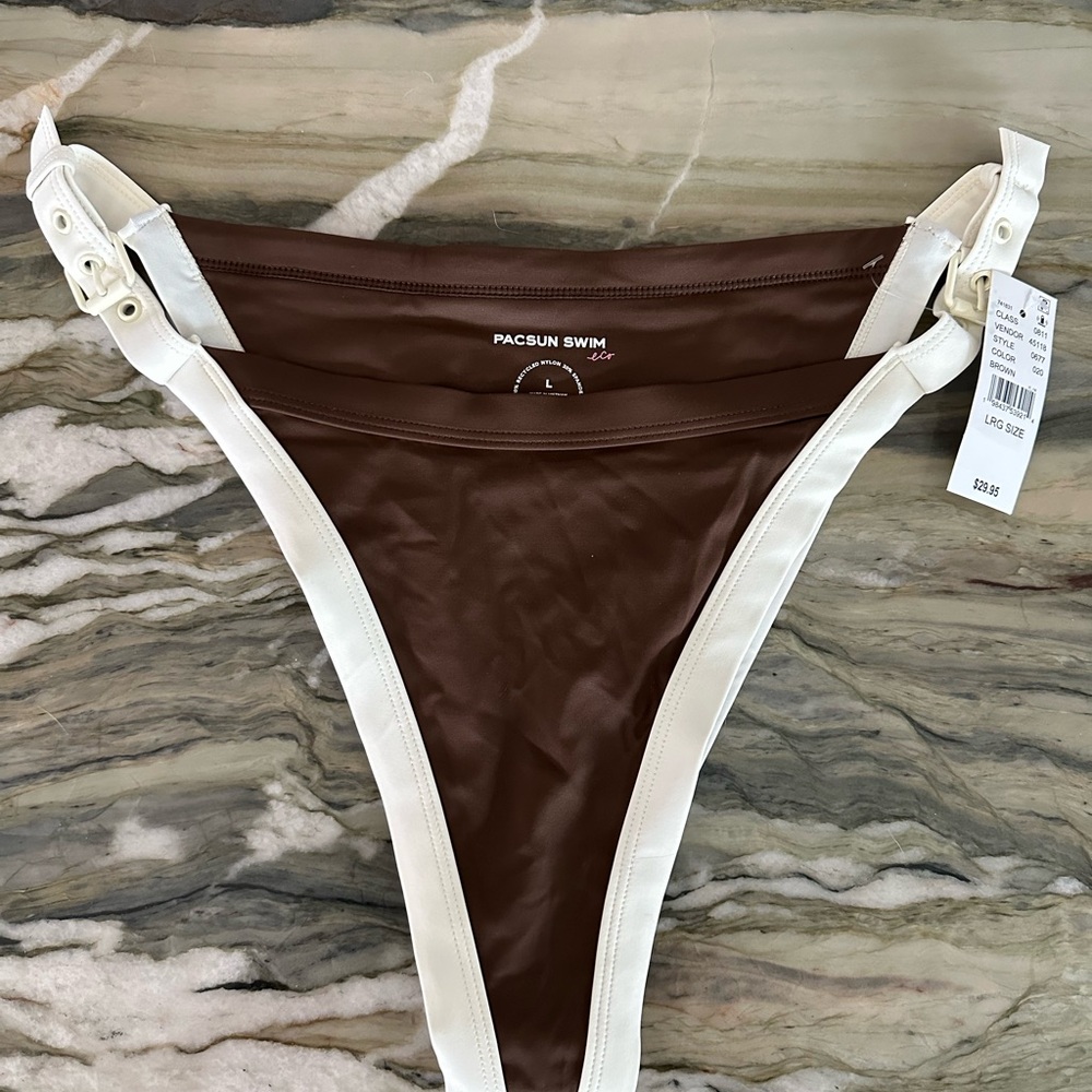 PacSun Brown and Cream Bikini Bottom